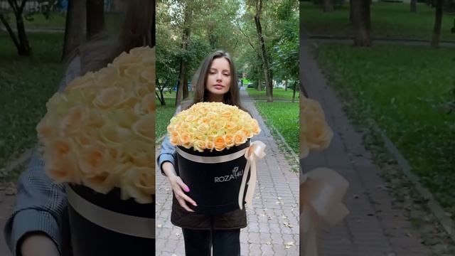 101 Роза Пич аваланш в коробке #цветымосква