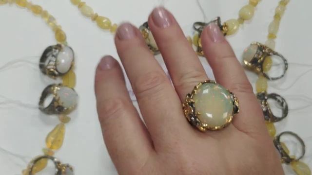 Натуральные опалы. Крупные серебряные украшения.Gem Silver ( ИП Казаков).
