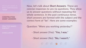 Mastering Past Continuous Tense: Short Answers with Regular Verbs