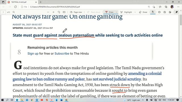 The Hindu Editorial Analysis | The Hindu Analysis | 6 August 2021 | By UpendraVeer #TheHinduAnalysi