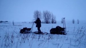 Рекс тащит сломаный мотобуксировщик