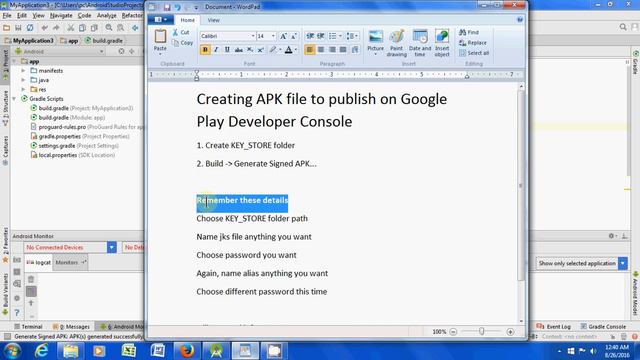 Generating signed APK file - Android Studio