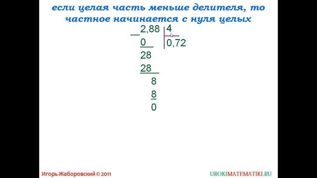 Видеоурок деление десятичных. Видеоурок деление десятичных