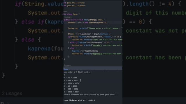 Short for java program to prove kapreka's constant, view channel to see full video. #java, #kapreka