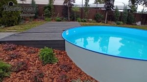 Обзор террасы у бассейна из ДПК доски.