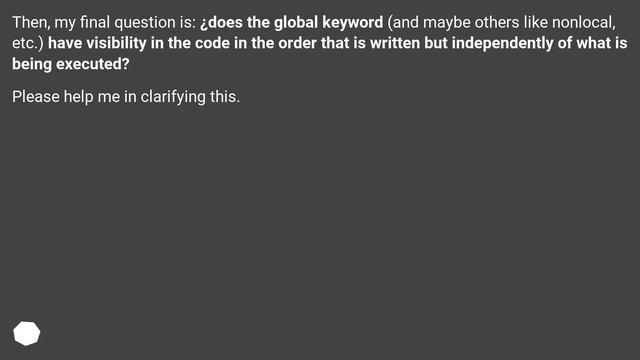 Python global keyword visibility inside function