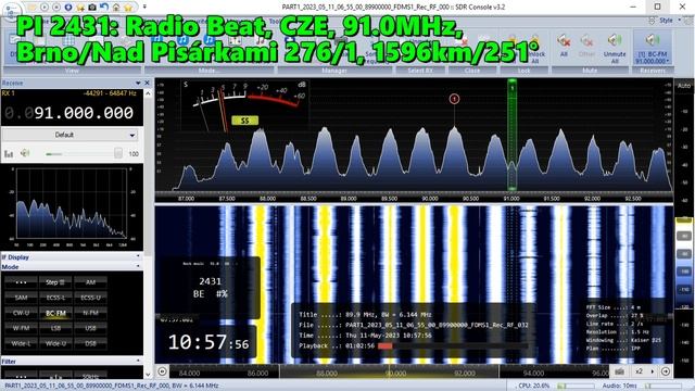 11.05.2023 07:57UTC, [Es], Radio Beat, Чехия, 91.0МГц, 1596км, 500Ватт