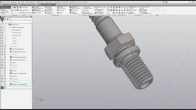 Как сделать свечу зажигания. Как сделать резьбу. Компас 3D.