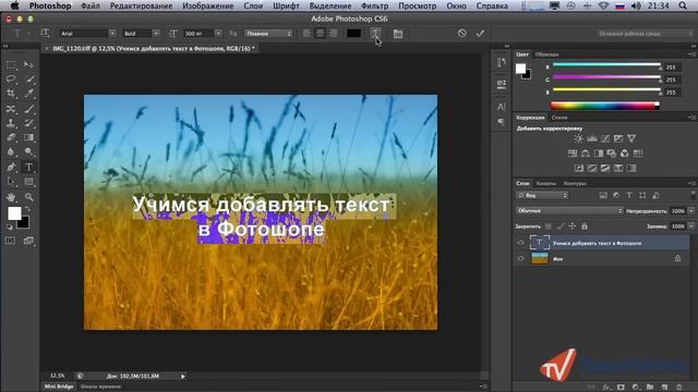 Как добавить текст на фотографию в Photoshop CS6 смотреть онлайн
