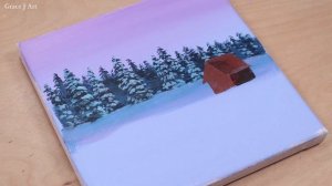 Snow day ⛄ / Winter landscape / Acrylic painting for beginners / PaintingTutorial