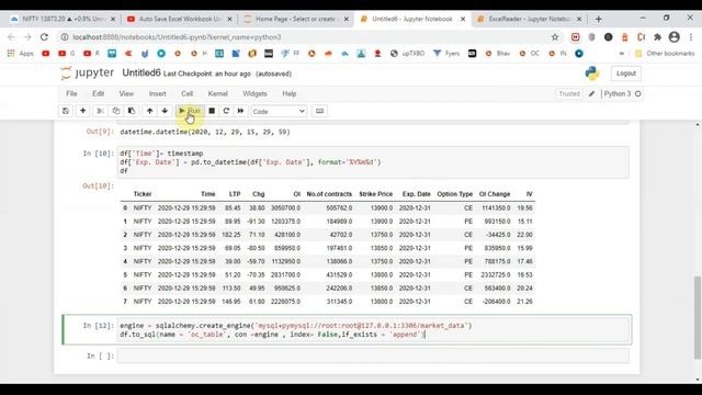 Store Intraday Options live data into MySQL database and Plot Graph | #Python #nselivedata Part 1 смотреть онлайн