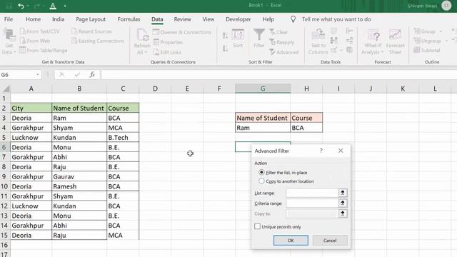 Use Advance filter option in Microsoft Excel@COMPUTEREXCELSOLUTION