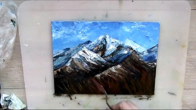 Как нарисовать Горы и Ромашки маслом. Пейзаж смотреть онлайн