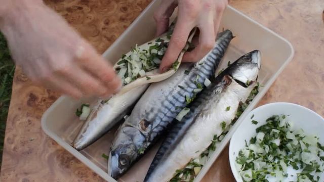 Скумбрия на МАНГАЛЕ на РЕШЕТКЕ с ЛУКОМ и ЛИМОНОМ [ПРОВЕРЕННЫЙ РЕЦЕПТ]