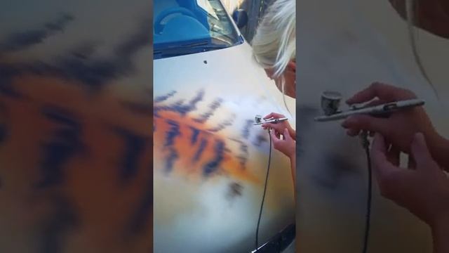 Аэрография на капоте  #airbrushing #airbrushart #аэрография