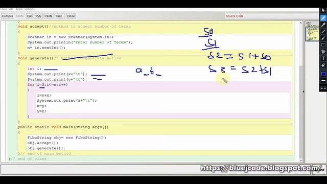 Fibonacci String in Java | WAP to print Fibonacci string | Java for ICSE & ISC | BluejCode