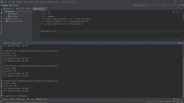 CS50 Introduction to Artificial Intelligence with Python: Project 4a -- Shopping смотреть онлайн