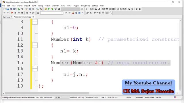 Copy Constructor OOP using C++ C++ Bangla Tutorial by CE Md Sujan Hossain смотреть онлайн