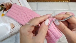 Женские носки спицами с прямой пяткой.Ч 2. Очень подробный МК. Вяжем Аран.