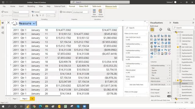 CURRENT DAY,PREVIOUS DAY,CURRENT MONTH,PREVIOUS MONTH,VARIANCE AND PERCENTAGE GROWTH IN POWER BI