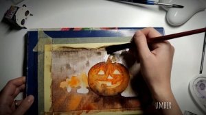 Хэллоуин Тыква Акварель / Watercolor Halloween Tutorial