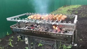 Мангал из нержавейки с автоматическим грилем своими руками