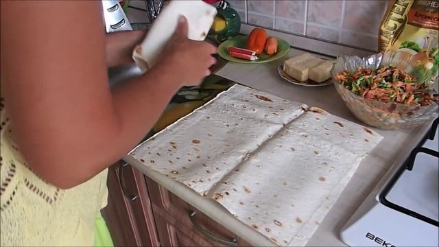 Роллы из лаваша. Быстрая и вкусная закуска из лаваша.