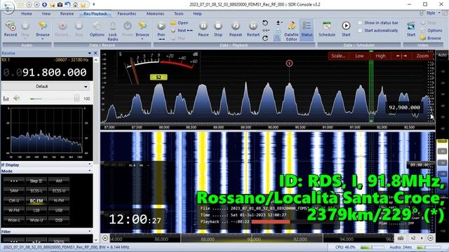 01.07.2023 09:00UTC, [Es], RDS, Италия, 91.8МГц, 2379км