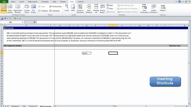 Video Financial Modelling - Excel Shortcuts Demonstration