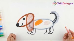 5. Рисование для детей - рисуем собаку фломастерами