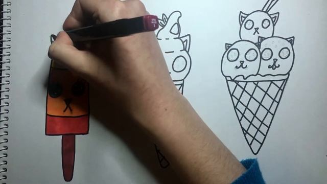 КАК НАРИСОВАТЬ МИЛОЕ МОРОЖЕНОЕ КОТИКИ | HOW TO DRAW ICE CREAM CATS | Рисуем и раскрашиваем морожено смотреть онлайн