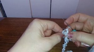 Обвязывание колье.Pulsera a croche.