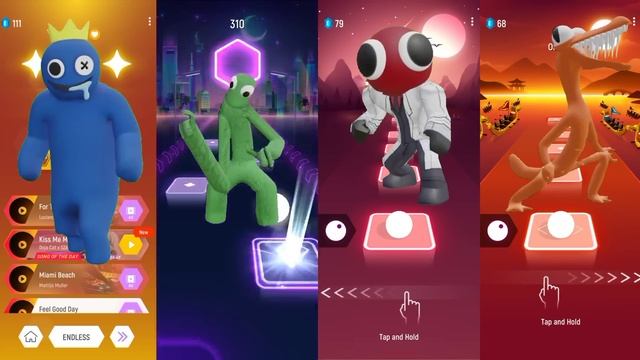 Rainbow Friends - Blue Vs Green Vs Red Vs Orange | Tiles Hop EDM Rush смотреть онлайн