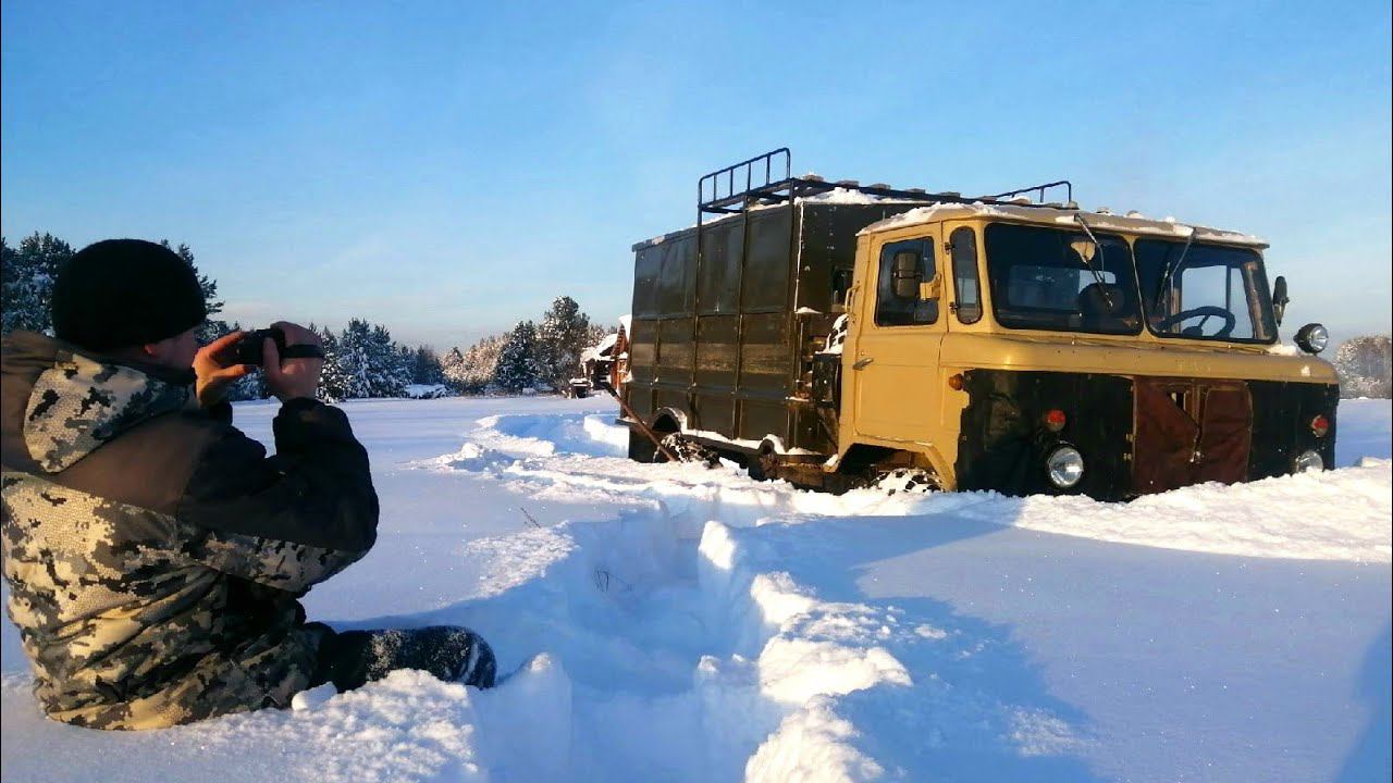 ГАЗ-66 ПО СНЕЖНОЙ ЦЕЛИНЕ / ШИШИГА НЕ ПРОШЛА ПО СНЕЖНОМУ НАСТУ смотреть онлайн