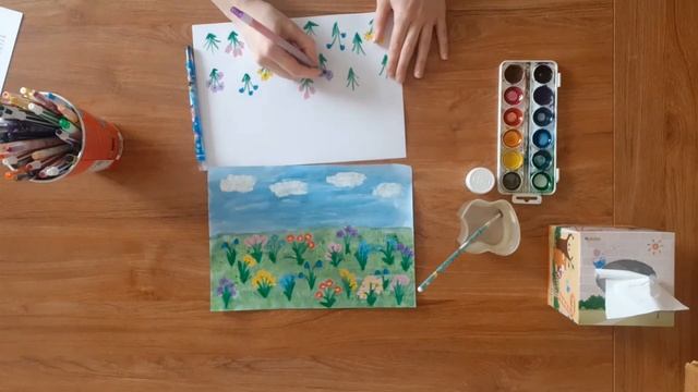 Рисование "цветущий луг" для дошкольников
