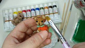 Как затонировать игрушку // Тонировка маслом // Как затонировать вязаную игрушку