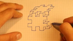 Рисуем объемный куб. Кубик по клеточкам.