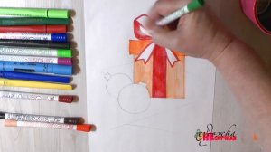 Как нарисовать подарок на Новый год.