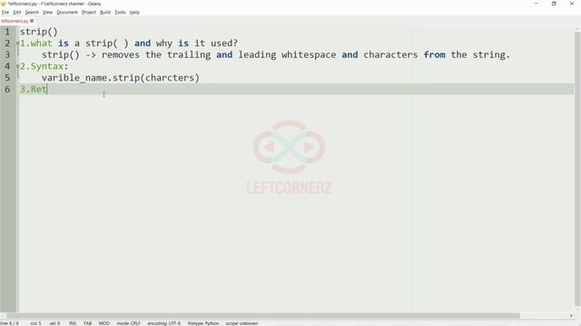 Strip function in python