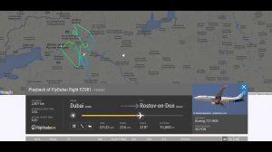 Катастрофа самолета Boeing 737 в Ростове-на-Дону 19.03.2016, рейс FZ981, на Flightradar24, общий вид