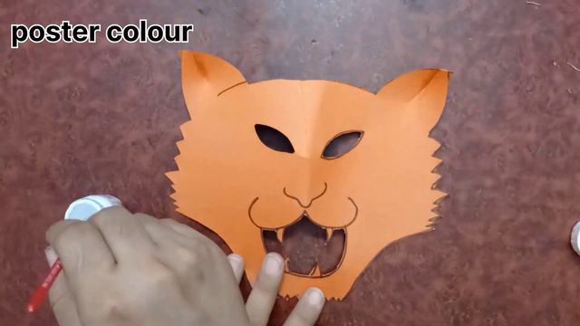 Tiger face mask | how to make tiger face mask | animal face mask making with paper | bagh ka mukhot