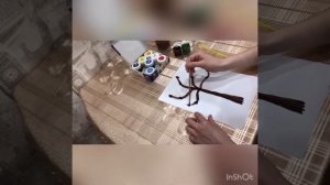 Рисуем дерево с помощью трубочки.