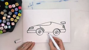 Рисуем гоночную машину. Как нарисовать машину. Урок рисования. Drawing racing car.