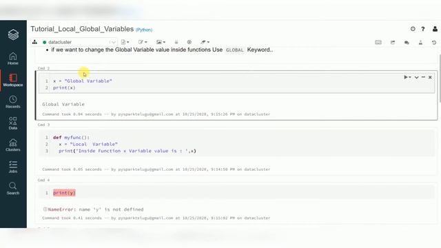 Python Tutorial 3: difference between local variable and global variable.  #Python #LocalVariable