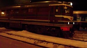 Отправление тепловоза ТЭП60-0149 с поездом 610 Гродно - Гомель от ст. Калинковичи