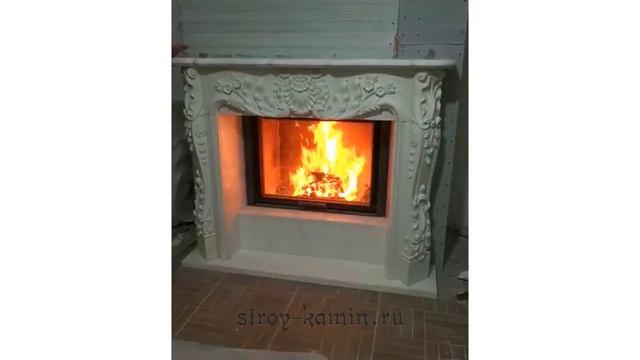 Красивый мраморный камин с дровяной топкой АСТОВ КС 8063: монтаж мраморного портала в доме под ключ смотреть онлайн