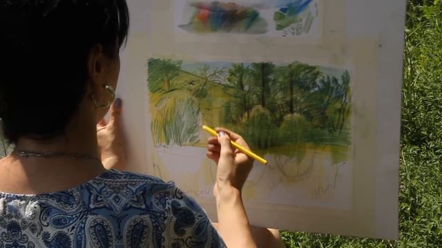 «Уроки рисования». Пейзаж акварельными карандашами (08.07.2016)