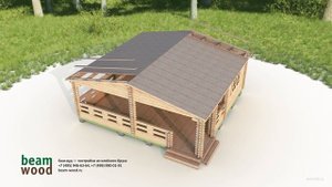 Дачный дом 6x6 с верандой из бруса (сборка 3d)
