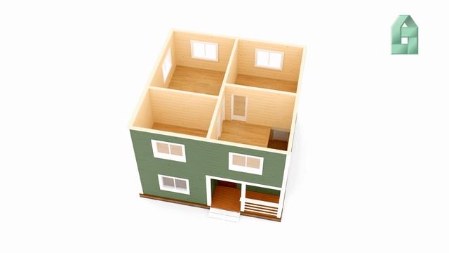 Каркасный дом 8х8 м по проекту «Васкелово» 3D проект. смотреть онлайн