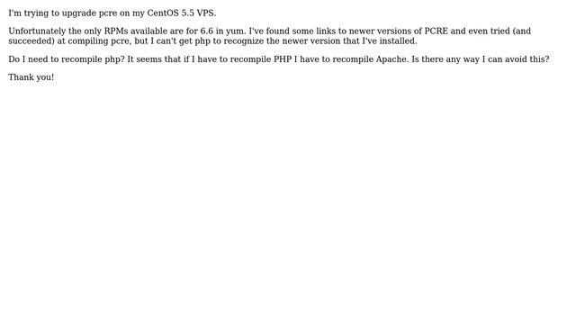 DevOps & SysAdmins: Upgrade PCRE On CentOS 5.5